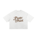 Pretty & Pissed frayed graphic tee with leopard-print lettering — product view 2