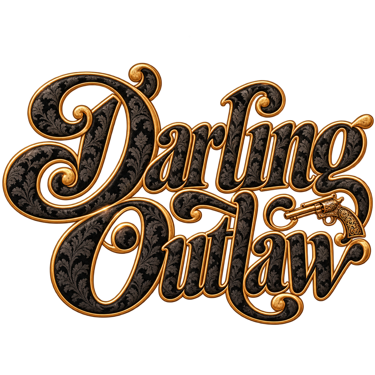 White Darling Outlaw cropped raglan tee with black-and-gold lettering — product view 2