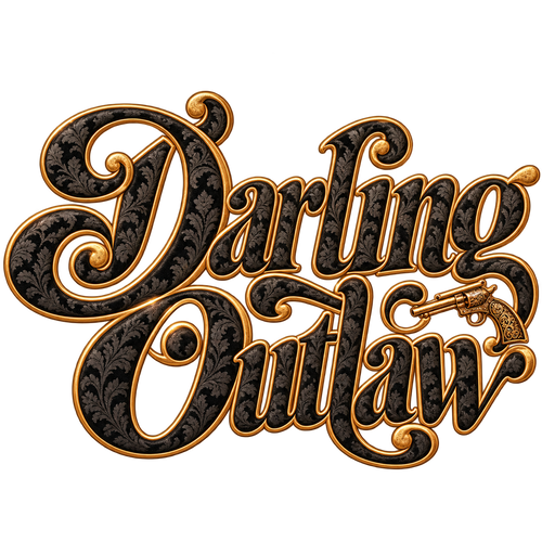 White Darling Outlaw cropped raglan tee with black-and-gold lettering — product view 2