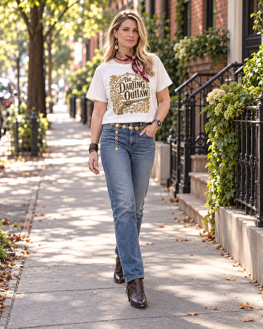 White The Darling Applique Raglan, front graphic tee view