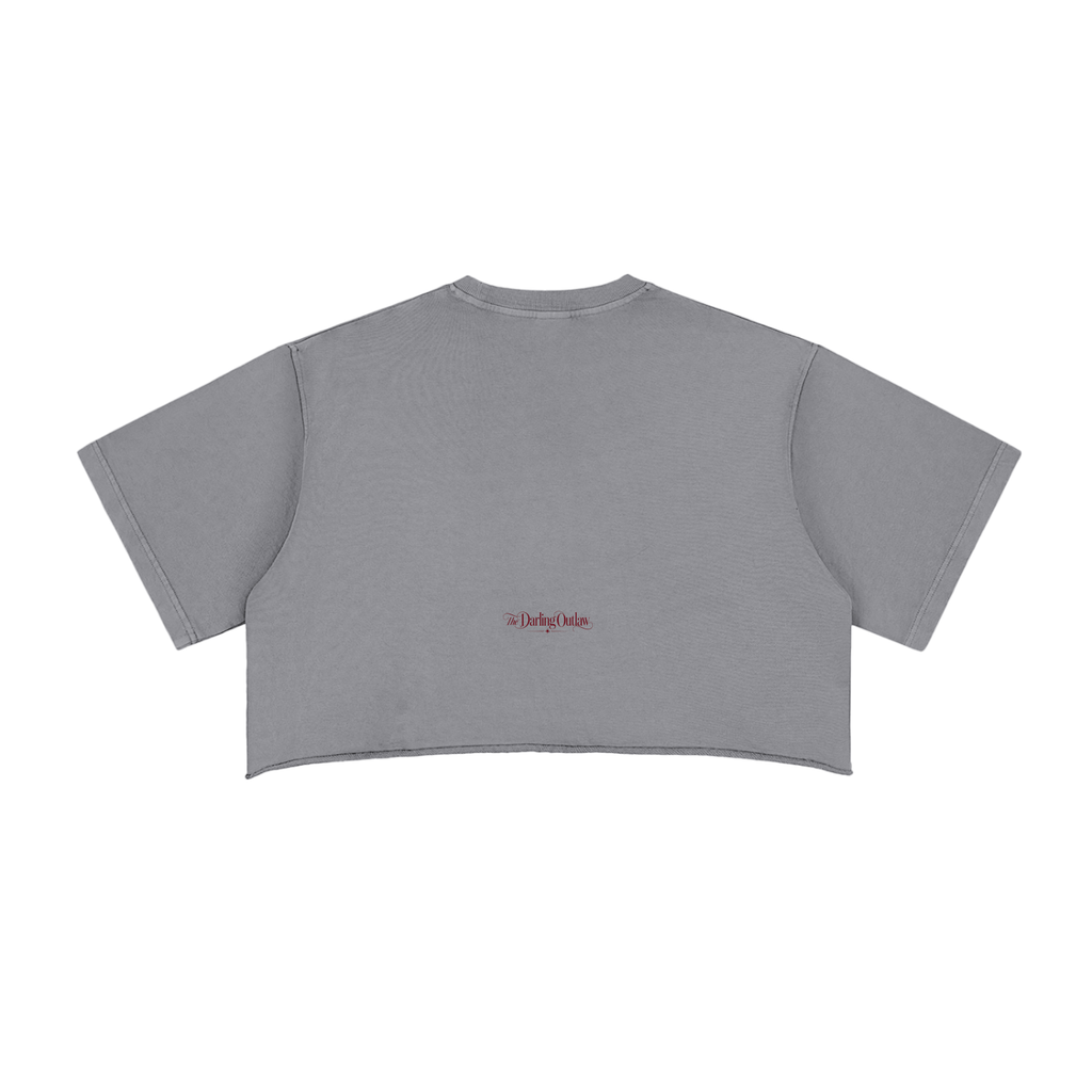 Gray Have a Day leopard-lettered cropped tee with raw hem — product view 5