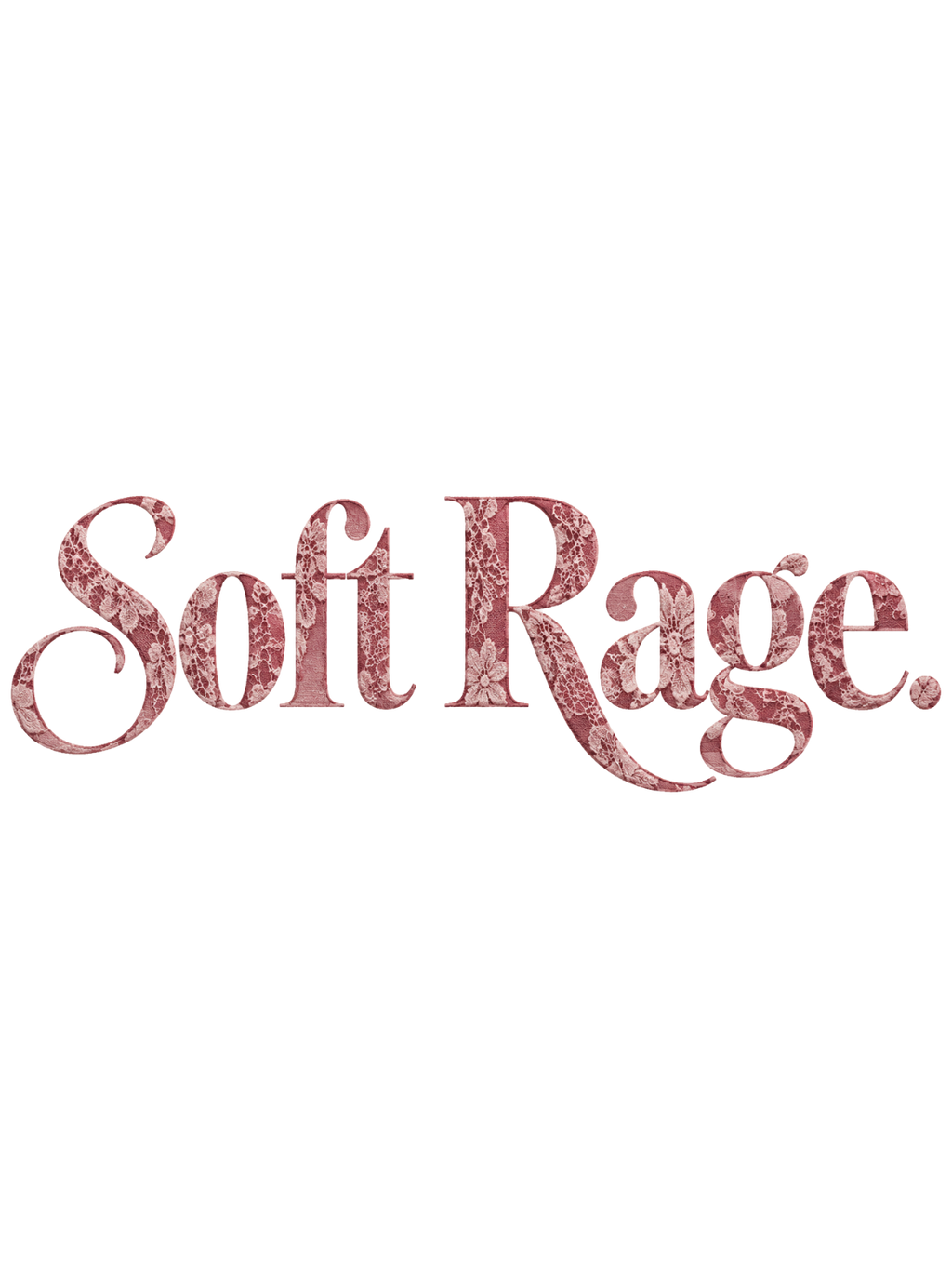 Soft Rage rose-lettering graphic on light-apricot tee